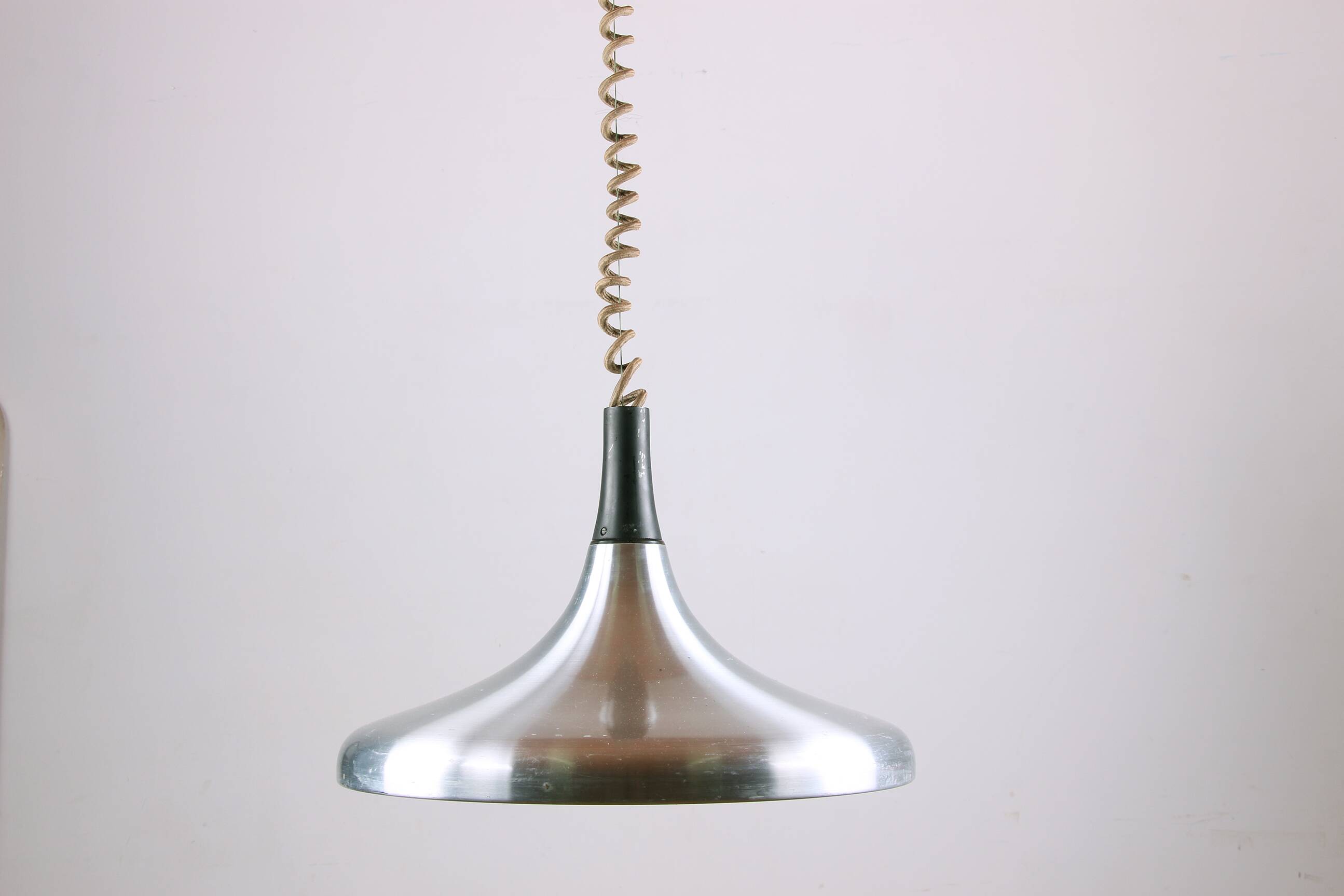 Large German pendant light in chrome metal, Tulip model by Erco 1960.