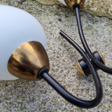 Pair of double brass, steel and opaline wall lamps, vintage, 50s