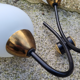 Pair of double brass, steel and opaline wall lamps, vintage, 50s