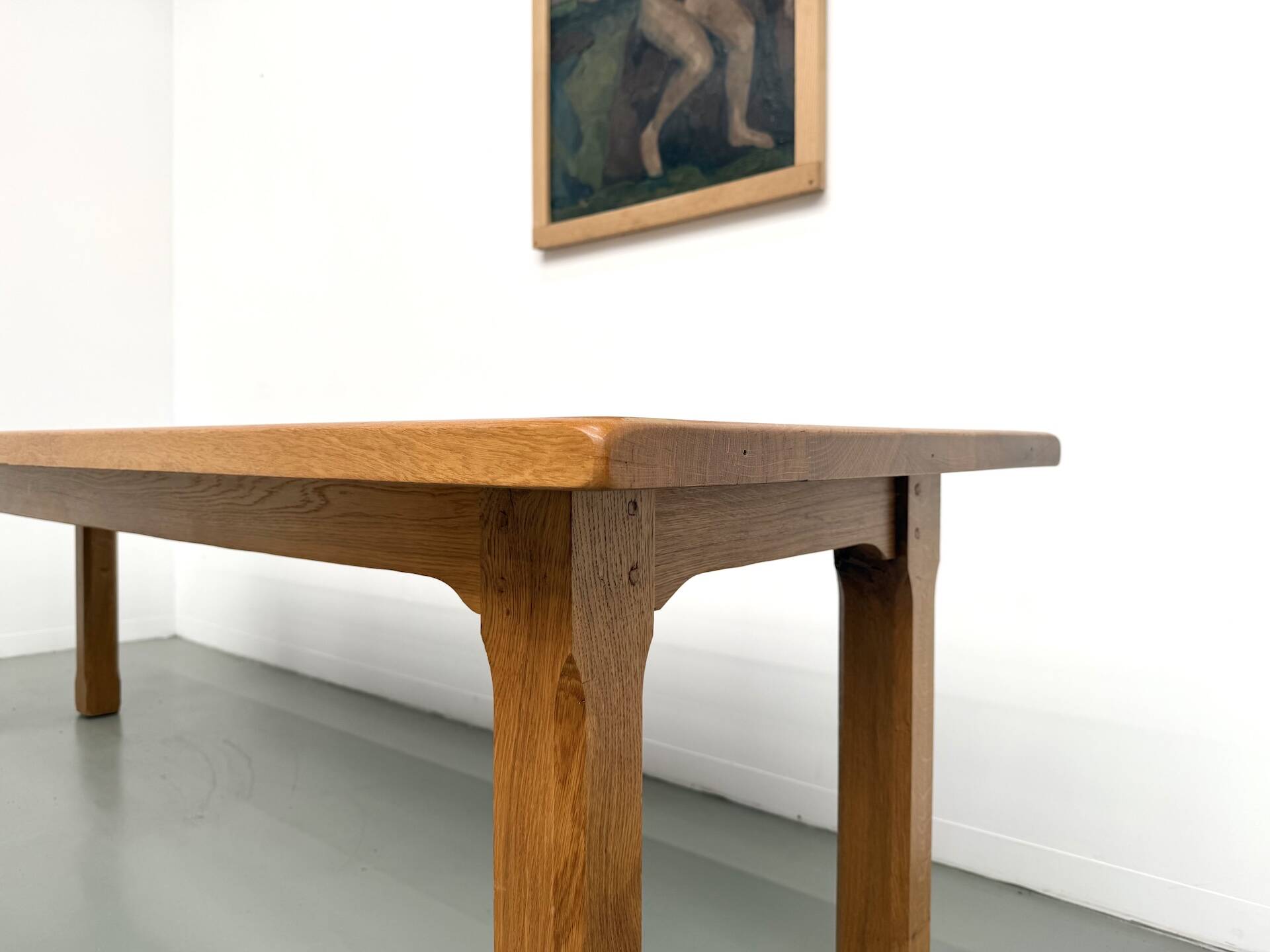 XL brutalist dining table in solid oak