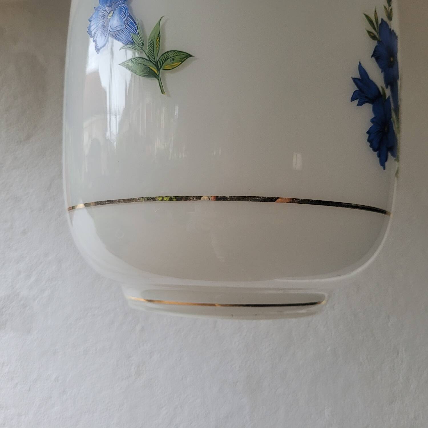 Opaline pendant light with blue decor – 1950/60