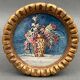 Miniature on paper still life bouquet of flowers golden frame 1900