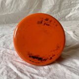 Vintage orange enameled sheet metal kettle