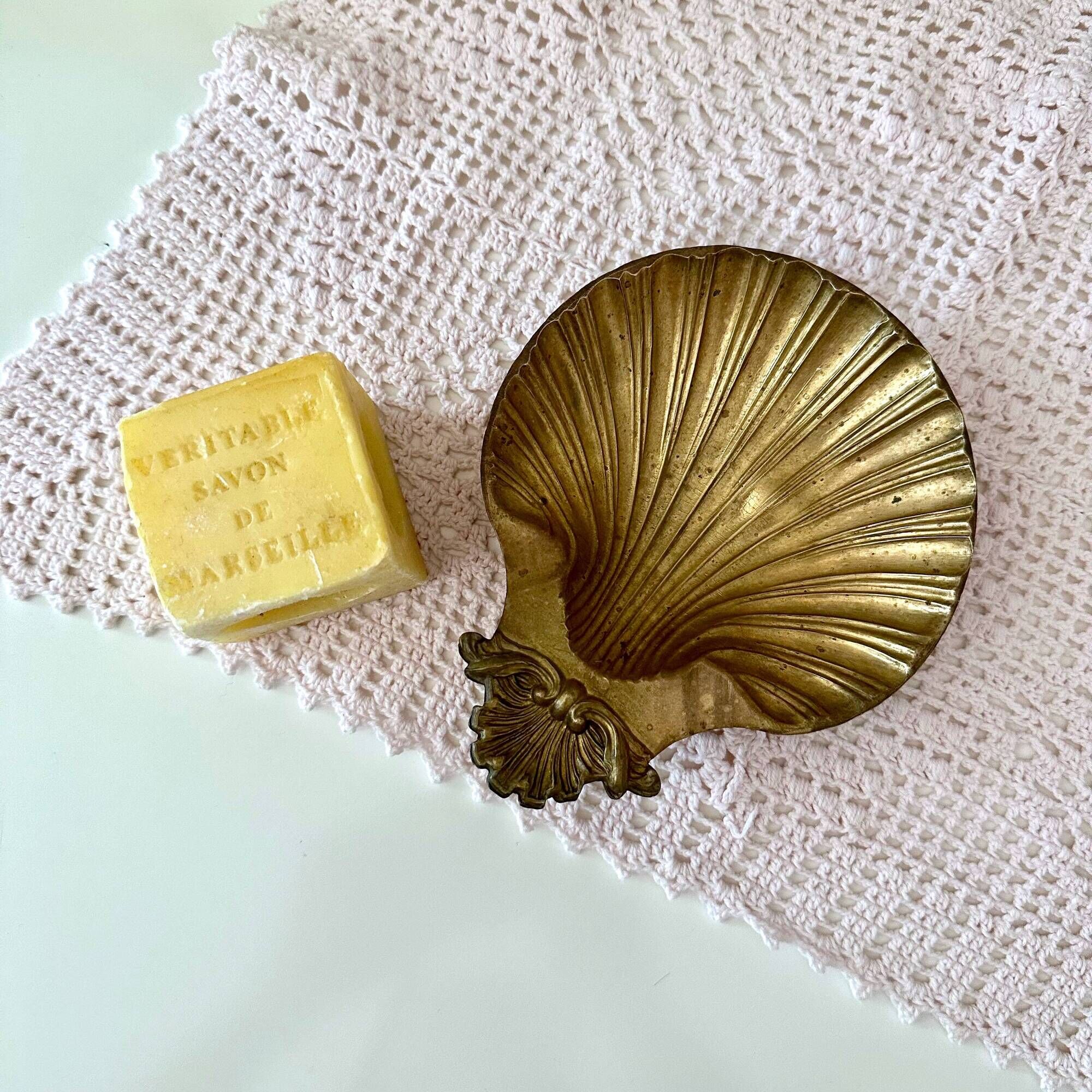 Brass shell dish, soap dish from around 1900 by "J. Gallo"