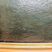 Antique Painting With A Sailboat On A Rough Sea, from around 1900
