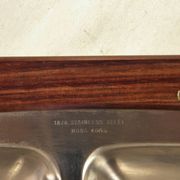 Set of 4 stainless steel and wood trays from the 70s