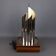 Goffredo Reggiani table lamp, modernist design, chrome metal, wood, 1970.