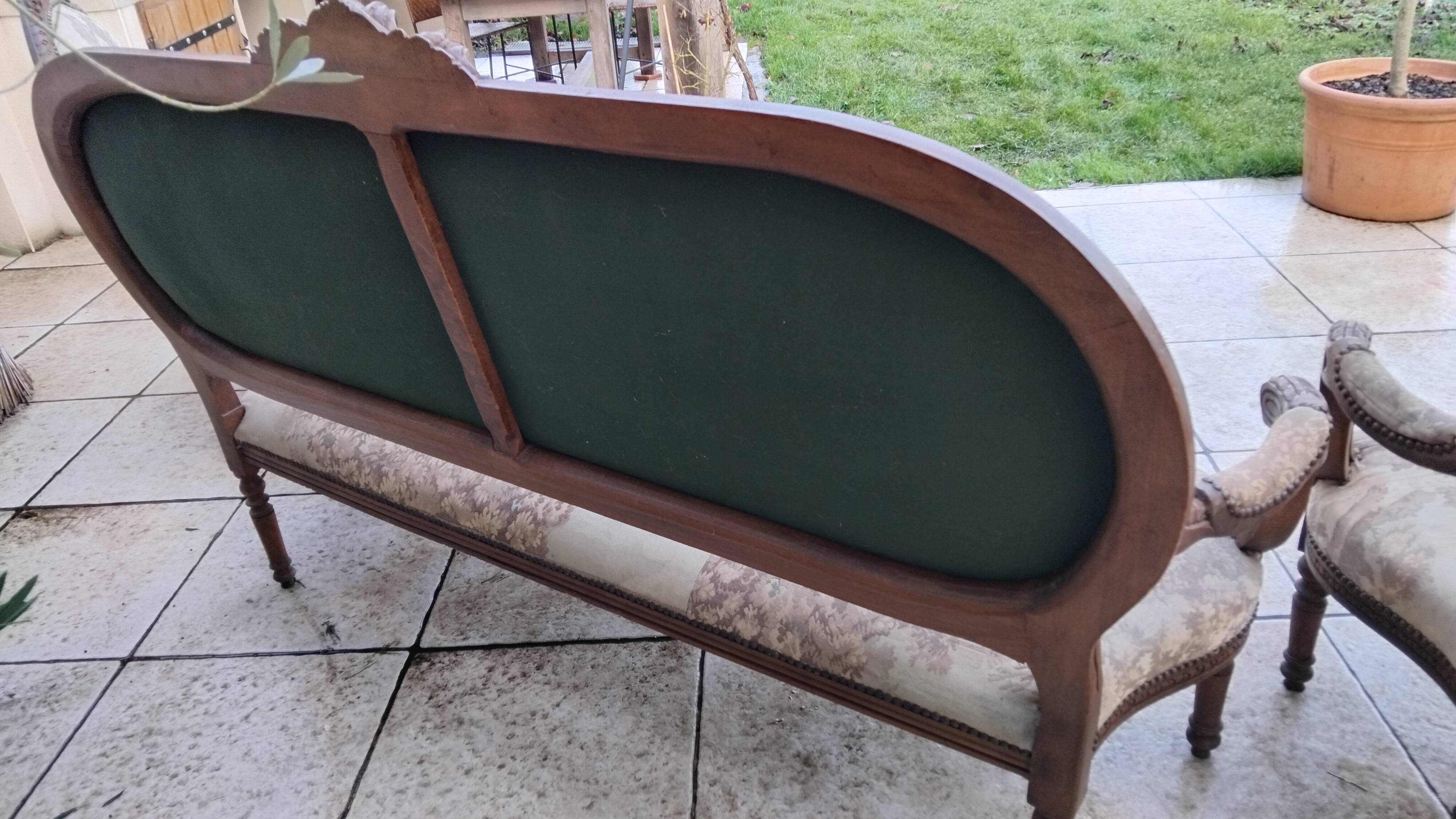 Louis XVI style antique sofa and armchair