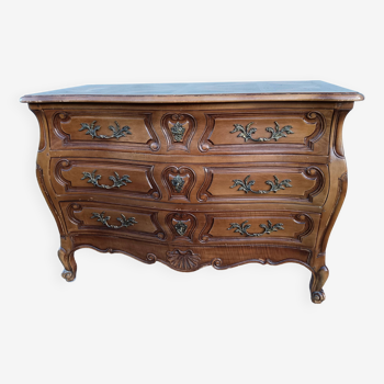 Commode 3 tiroirs en bois style Louis XV Rococo