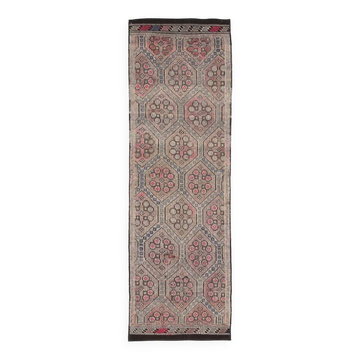 Blue Cream Persian Kilim Runner Rug, 95x313Cm