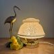 Antique art deco globe table lamp in pink and gold Clichy glass