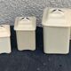 Set of 3 earthenware spice pots geometric pattern art deco period