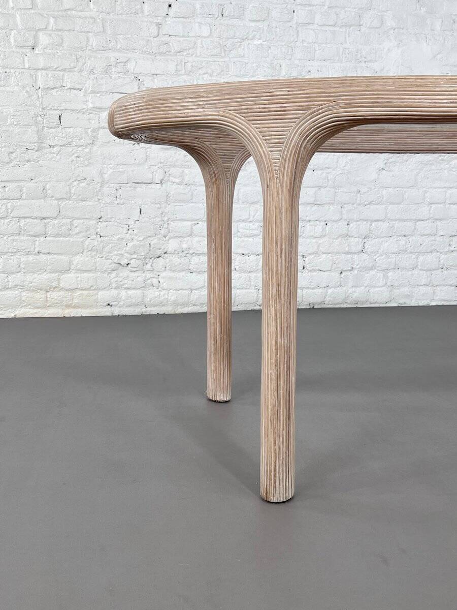 Oval table in marquetry of rattan and glass Vivai del Sud