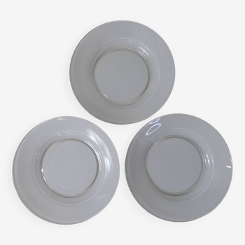 3 assiettes plates Duralex blanches