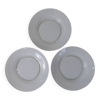 3 white Duralex dinner plates