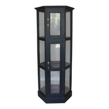 Vitrine hexagonale ancienne noire – 180 cm