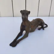 Chien lévrier en bronze, art déco, décoration vintage