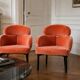 Paire de fauteuils italiens en velours corail, années 70
