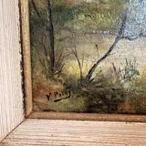 Oil Painting Canvas Shepherd Lake Cow River Fishing Landscape PATRY