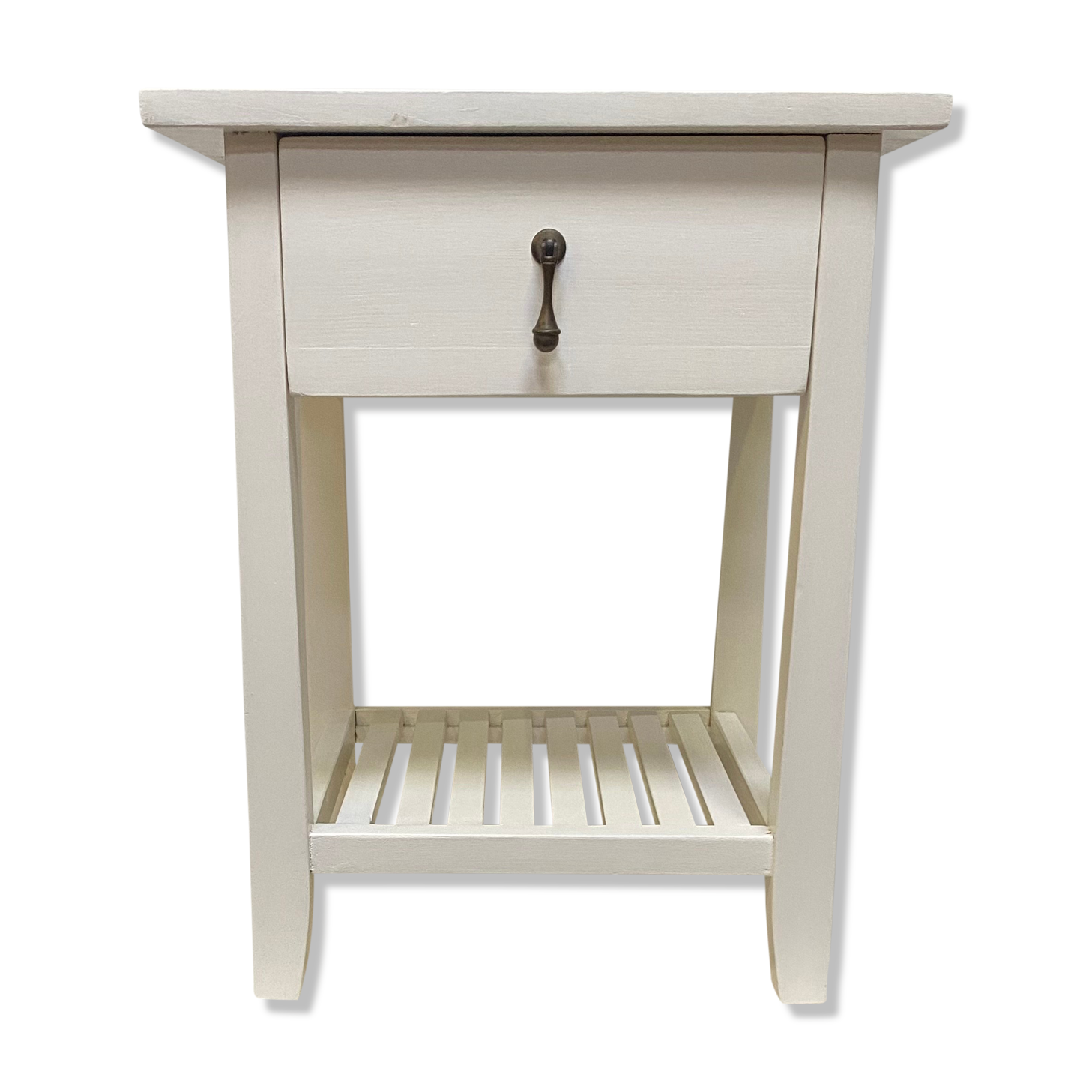 Wooden bedside table painted white