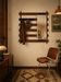Vintage teak wall coat rack with 5 hooks and mirror.