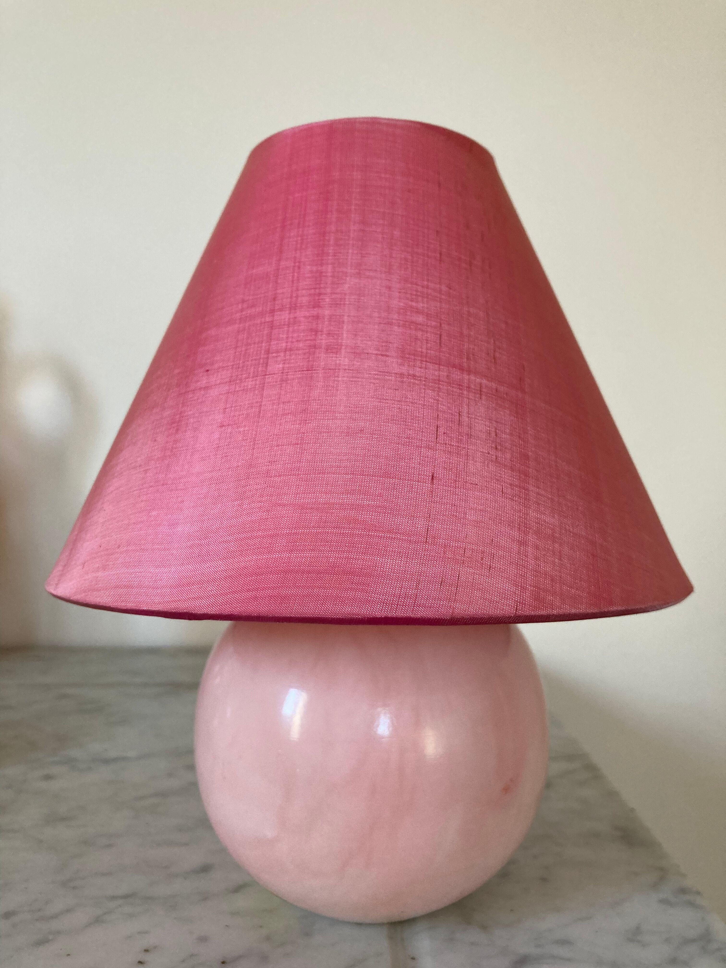 Marble style rose quartz bedside lamp