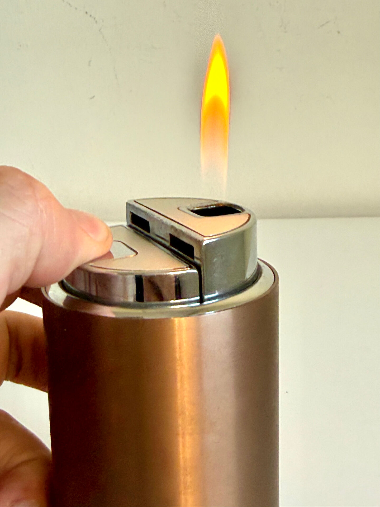 Minimalist Vintage SAROME Japan Table lighter modernist in Copper