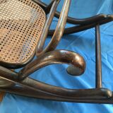 Thonet footrest in curved beech, with original label