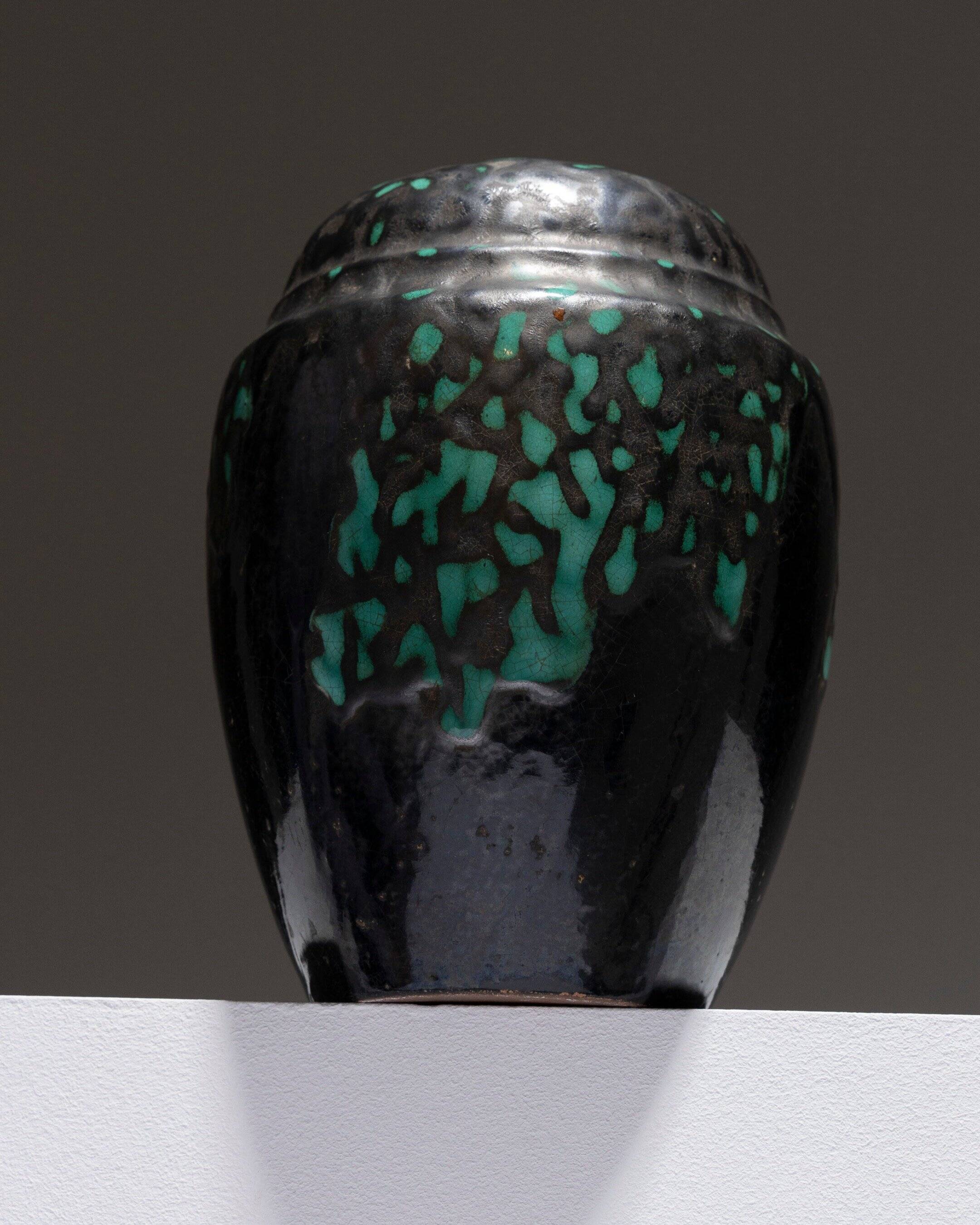 Vase art déco en poterie émaillée, cab primavera, 1930s