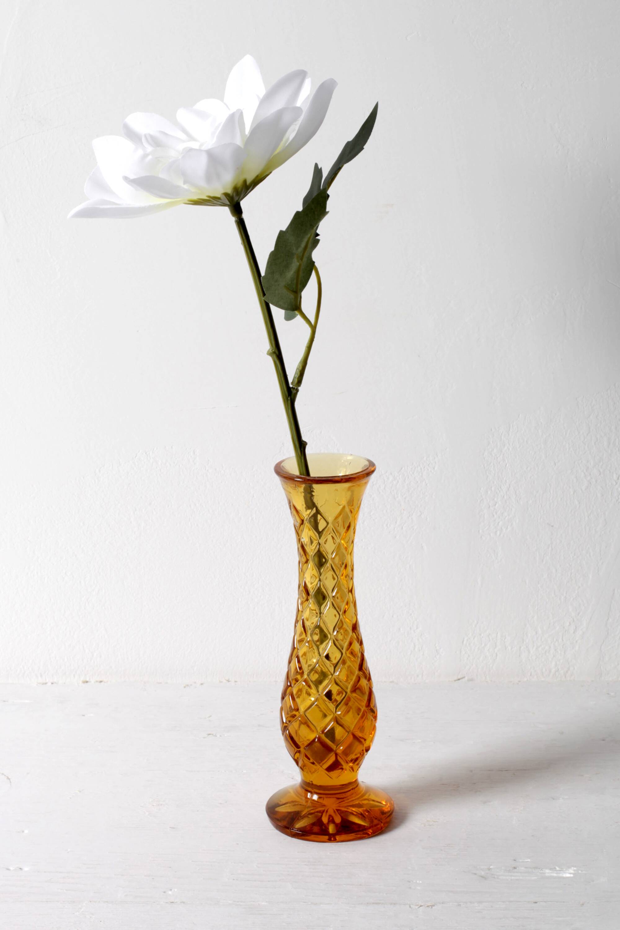 Small Vintage Amber Glass Vase / Mid-century Stylish Vase / Czechoslovakia