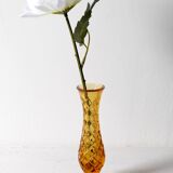 Small Vintage Amber Glass Vase / Mid-century Stylish Vase / Czechoslovakia