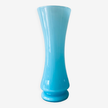 Large old blue opaline vase