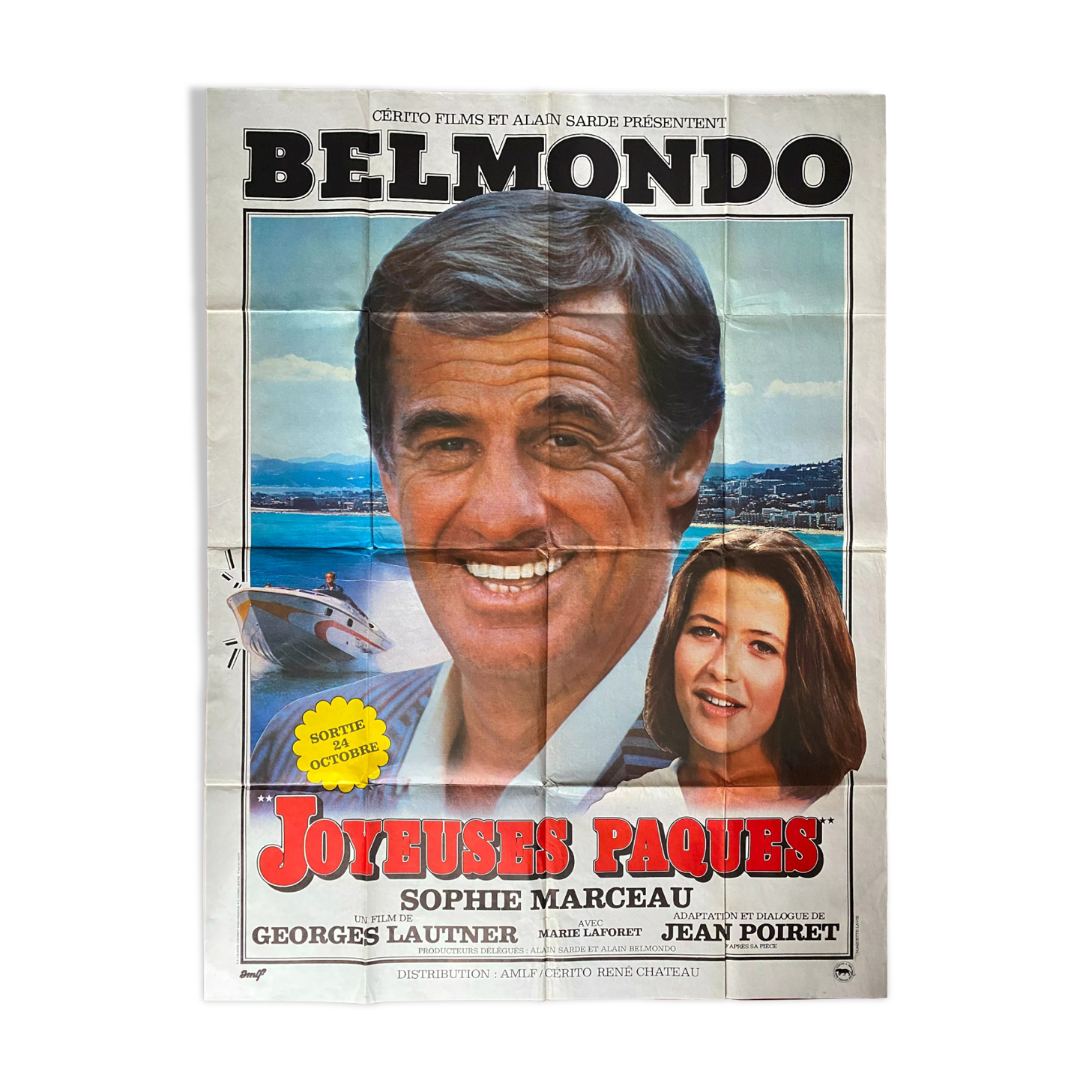 Original cinema poster "Joyeuses Paques" Jean-Paul Belmondo 120x160cm 1984