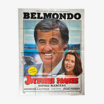 Affiche cinéma originale "Joyeuses Paques" Jean-Paul Belmondo 120x160cm 1984