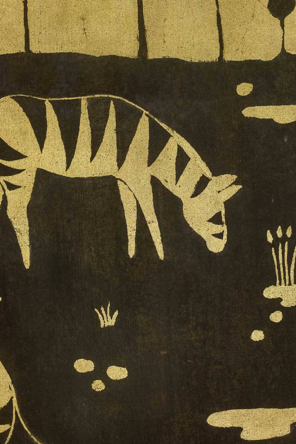 Toile peinte à décor de zèbres, travail d'artiste contemporain