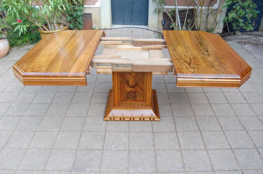 table art déco en noyer avec rallonges 14 couverts