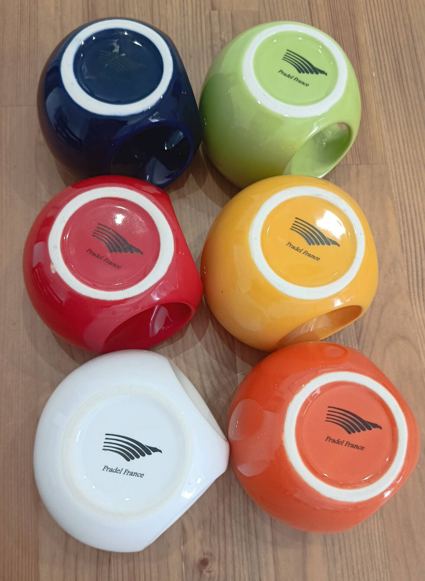 Set of 6 large mugs Pradel France – retro pop / Space Age design – mu