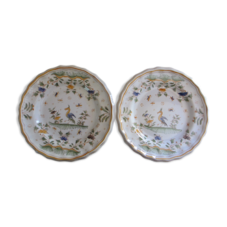 Set of 2 wall plates with decor de Moustiers