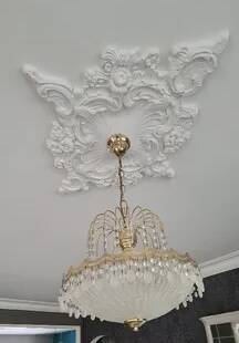 Gold metal basin pendant light with tassels - Italy