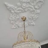 Gold metal basin pendant light with tassels - Italy