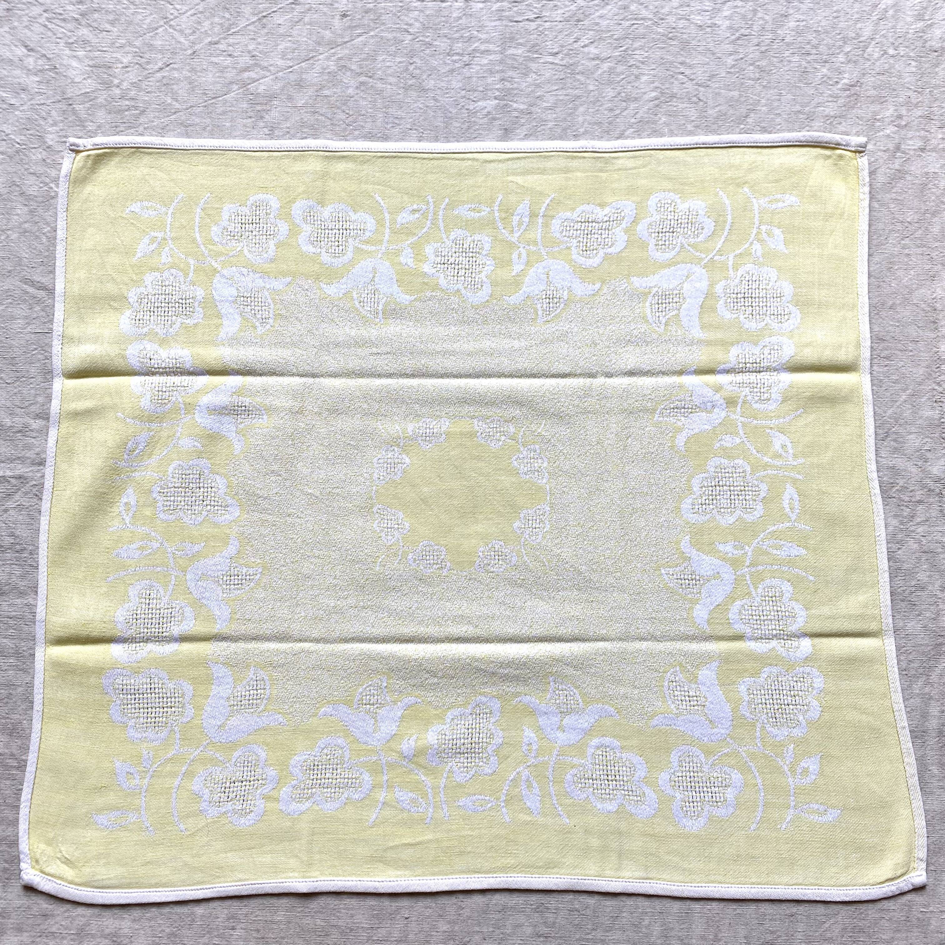 Serviettes de table vintage jaune et blanc
