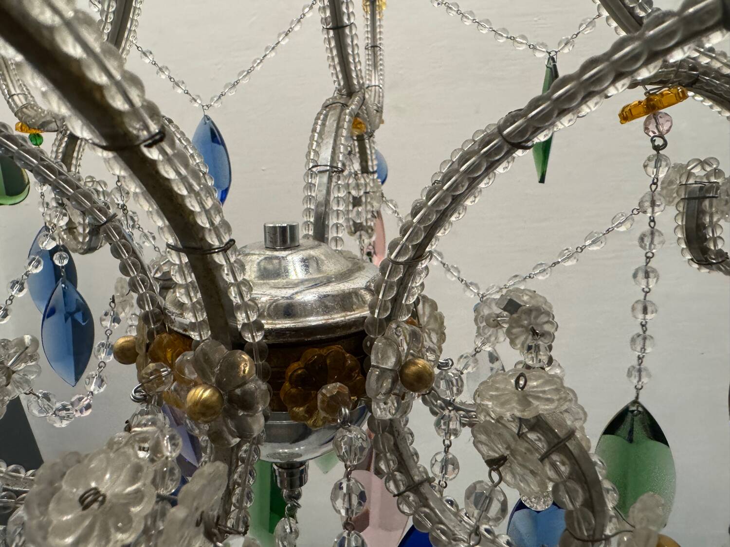 Multicolored Crystal Chandelier 1960’s 6 lights
