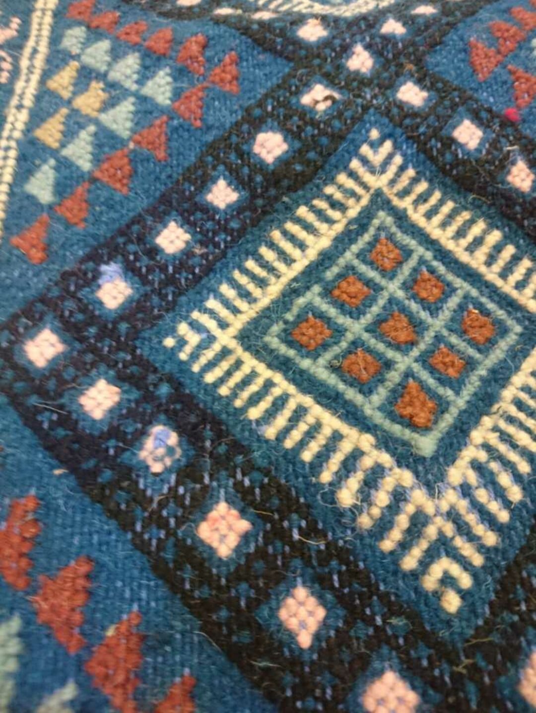 Blue carpet Kilim handmade 58x85cm