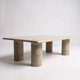 Travertine coffee table signed by Angelo Mangiarotti for Up&Up - 1970