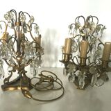 Paire de girandole en bronze a pampilles XX siècle