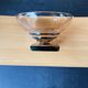 Art Deco footed bowl Daum Nancy, smoked glass, square base, signed