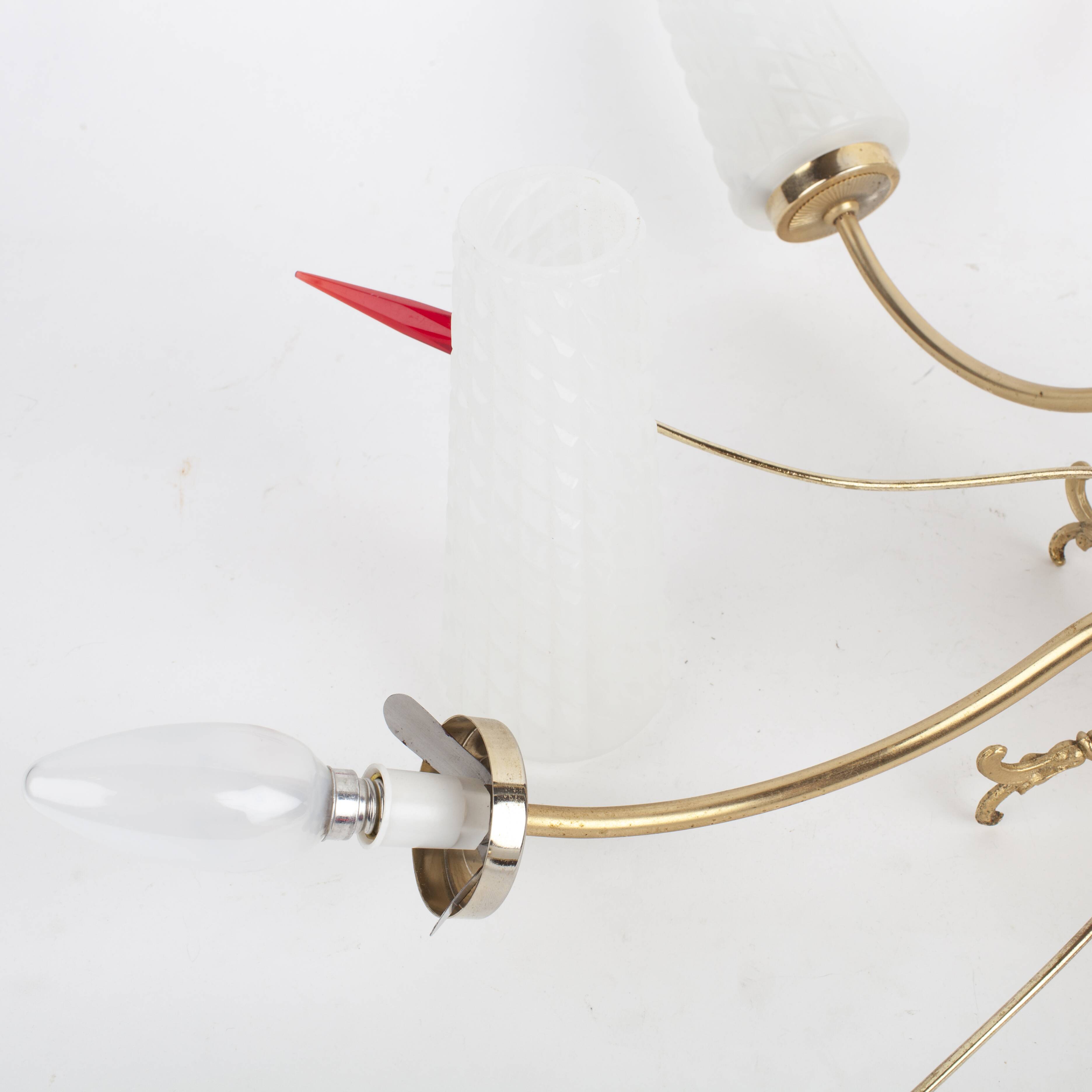 Chandelier with 5 lights tulips & red arrows 1950/1960