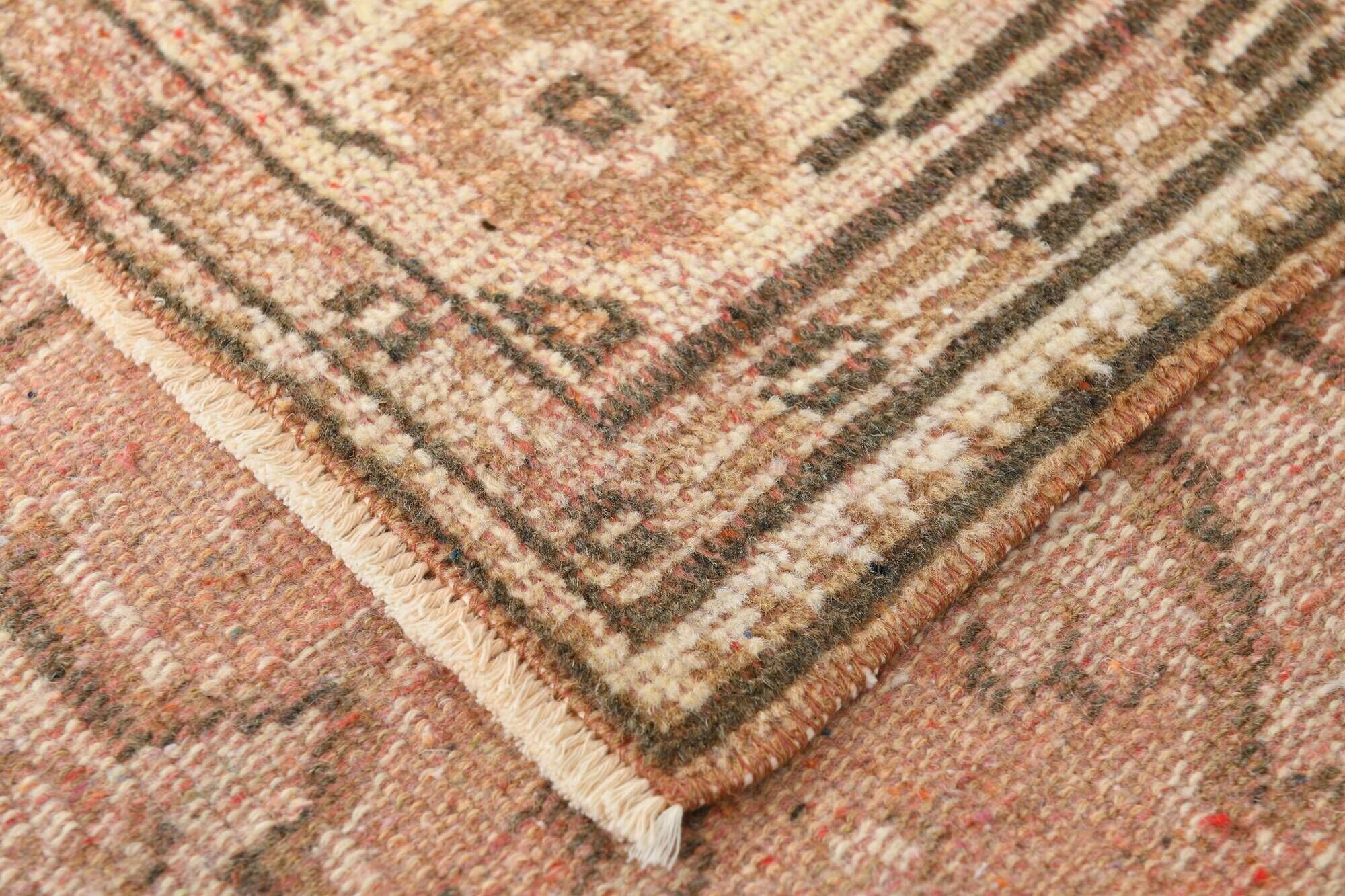 Tapis Oushak Vintage, Laine Fait Main, Beige et Pêche, 168x257 Cm