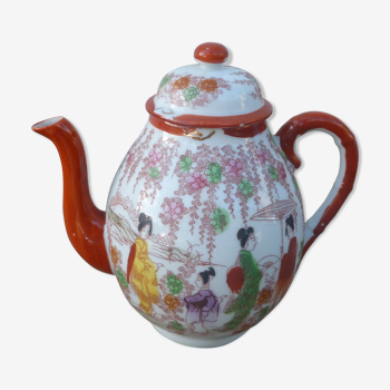 Ancient teapot Asia 19th century Kutani Geisha Japan