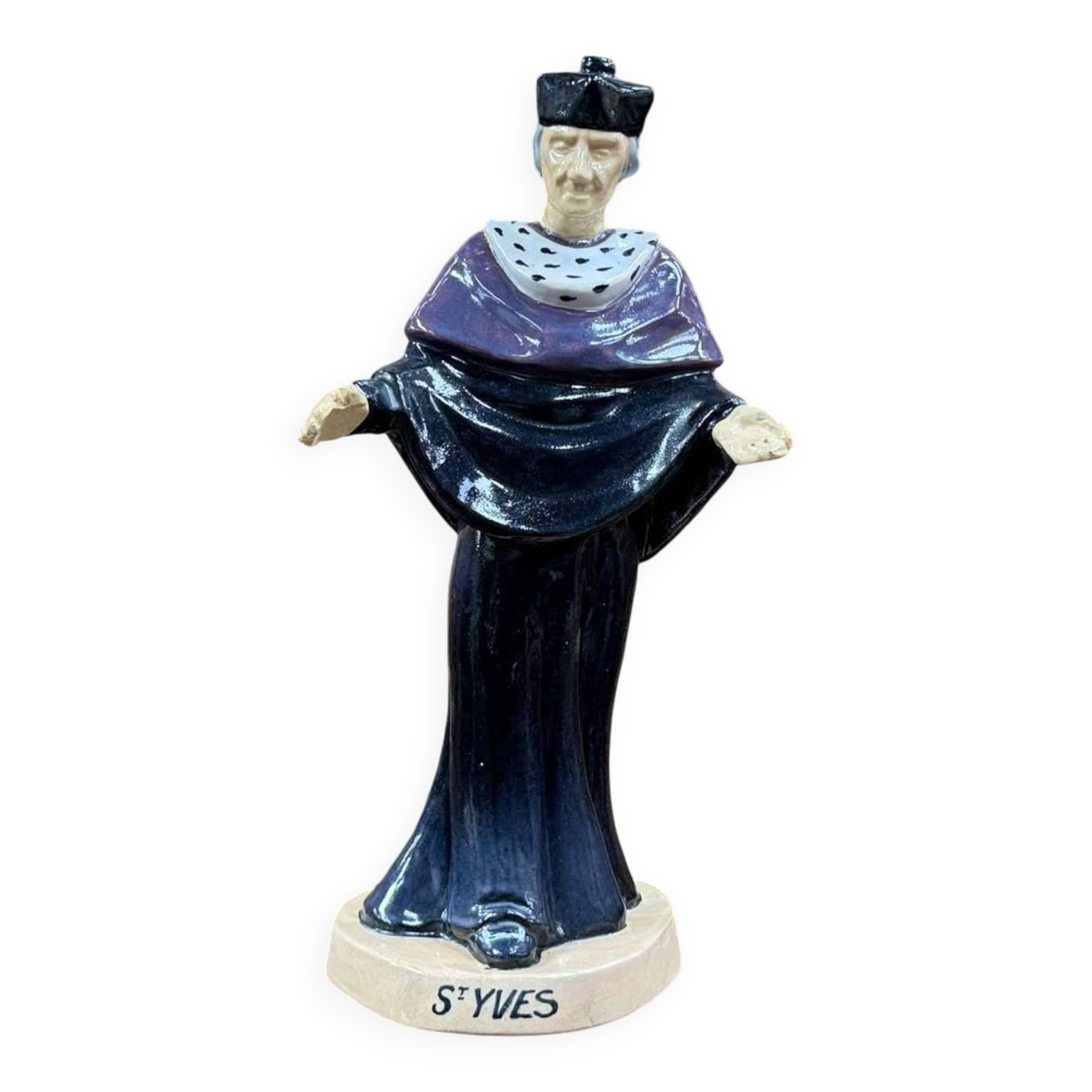 Saint Yves in Quimper faience from the 1930s by Jos Kervella.